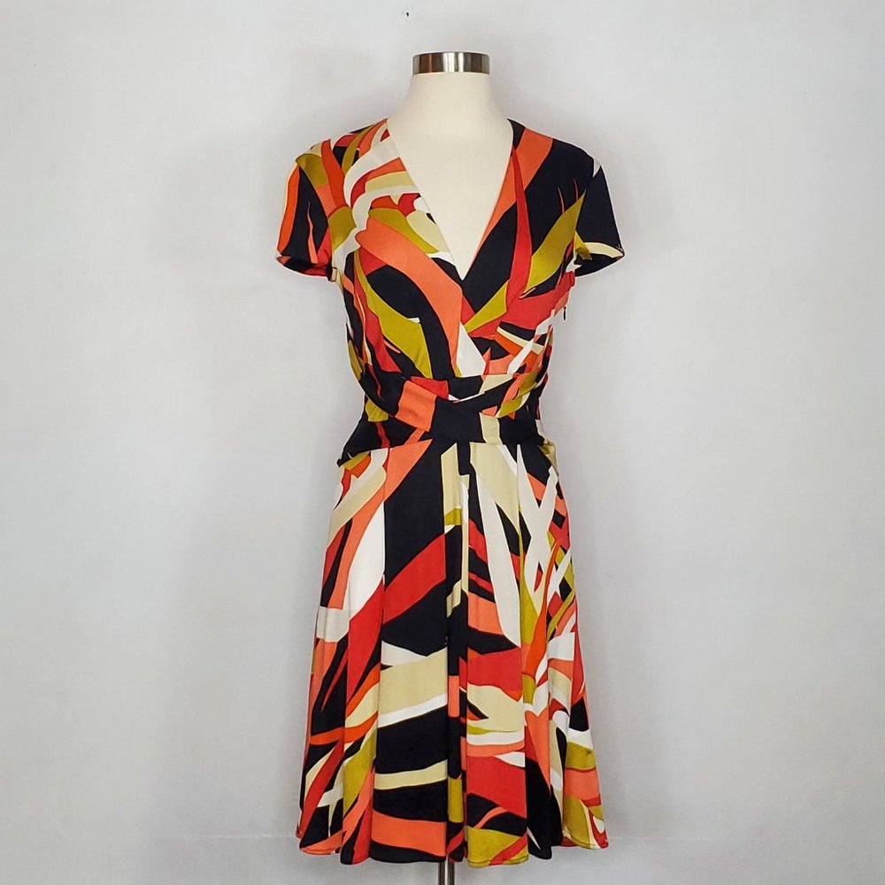 ISSA LONDON Geometric Print Silk Jersey Knit Dress 6 EUC